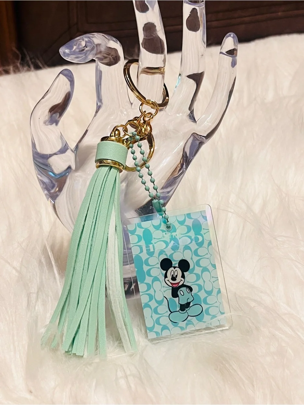 Mickey Mouse Aqua Tassel Keychain